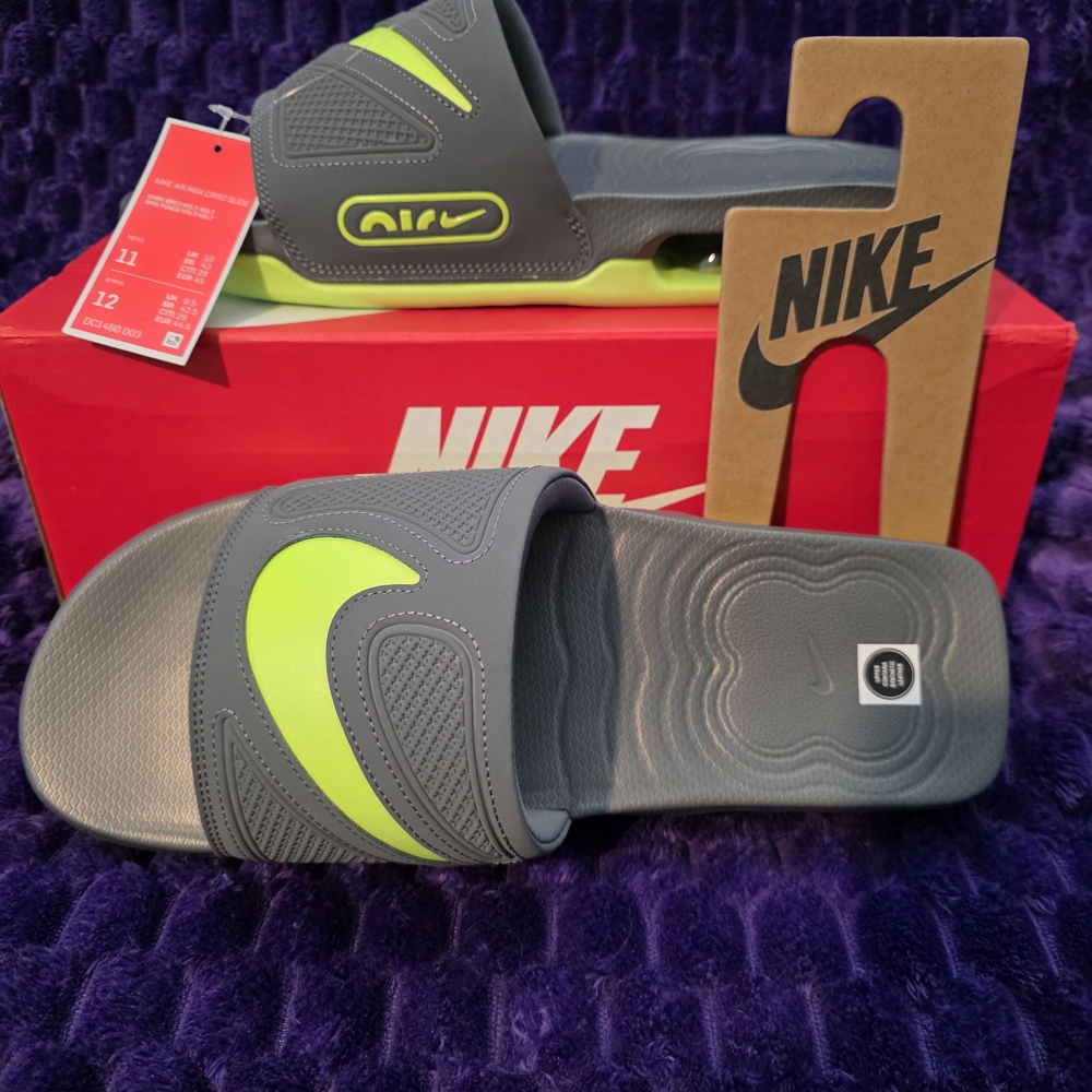 Nike Gray and Neon Cirro  Slide Sandals